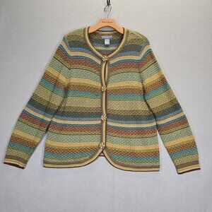 Vintage Koret Womens Cardigan Sweater Jacket Large Cottagecore Long Sleeve Multi